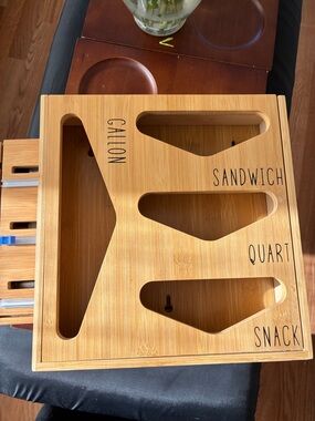 Bamboo Food Storage Bag Organizer - Natural Wood